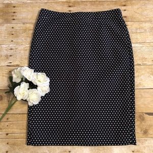 J.Crew Navy and White Polka Dot No.2 Pencil Skirt